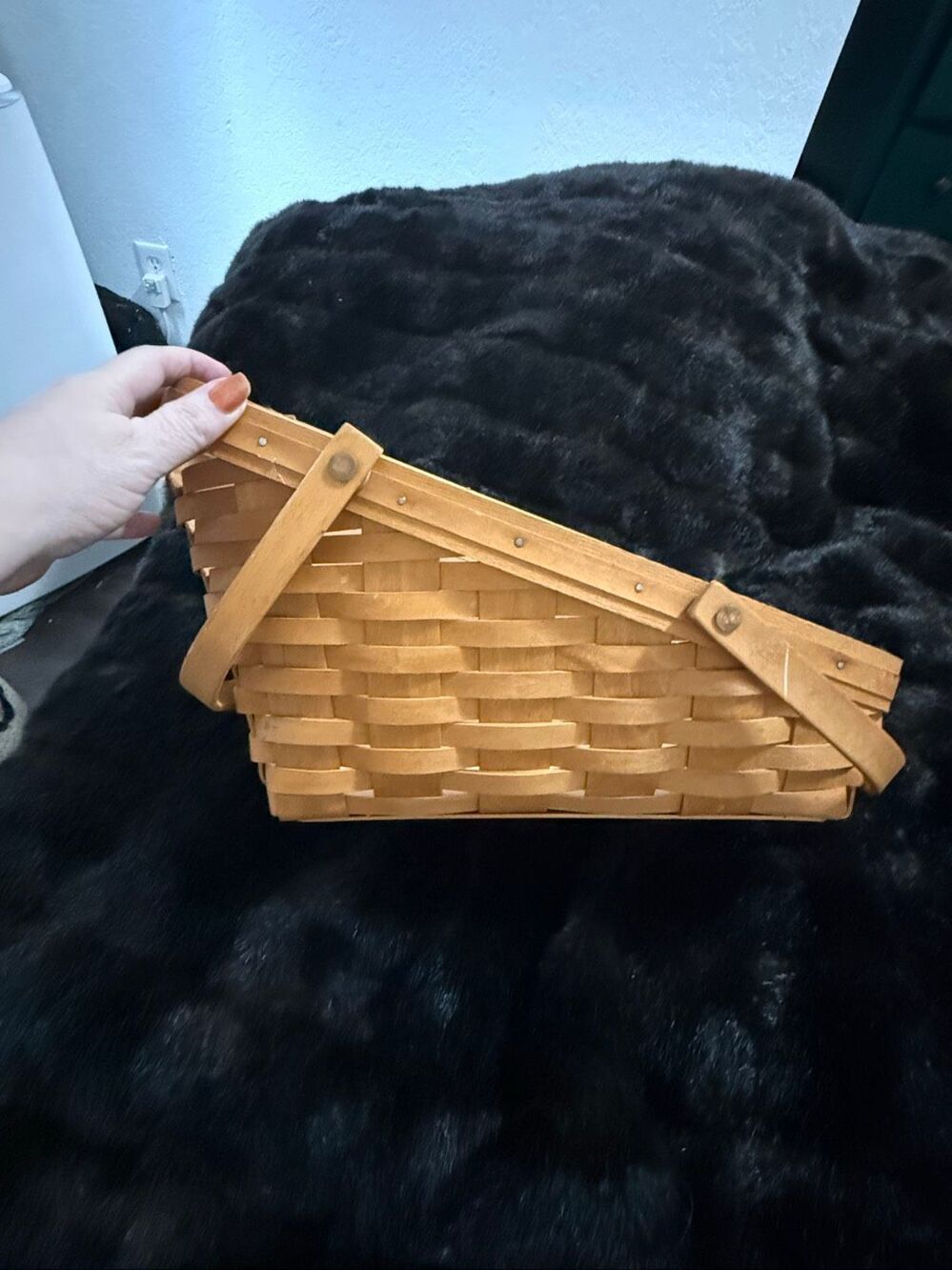 Longaberger Angled Vegetable, Flower Basket with Clear Plastic Liner 16x9